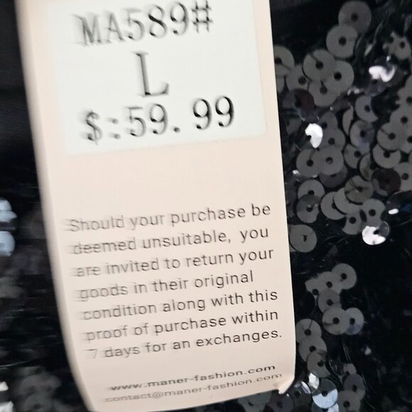 Maner Womens Glitter Sequin Dress Adjustable Spaghetti Straps Size Large Party - Picture 13 of 13